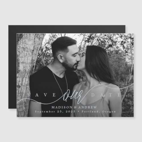 Blue Mist  Flourishing Love Photo Save the Date Magnetic Invitation