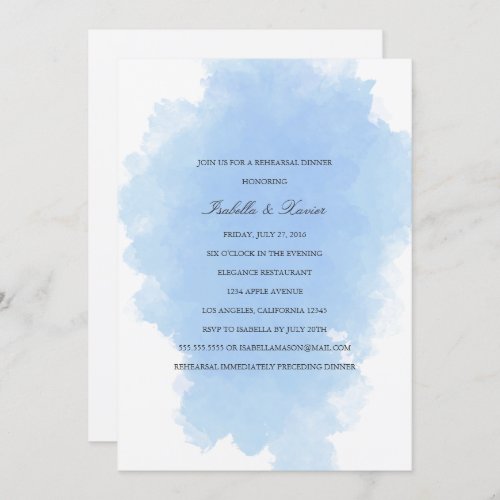 Blue Mist  Rehearsal Dinner Invitation