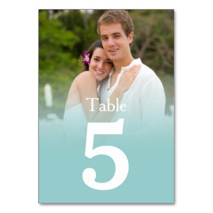Blue Mist Wedding Photo Table Number Cards
