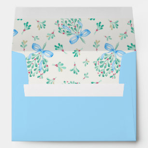 Blue Mistletoe Baby Shower Envelope with Liner