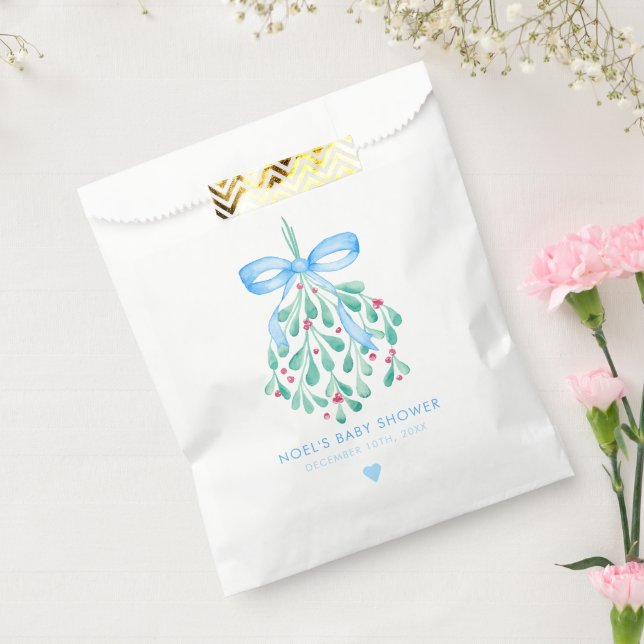 Blue Mistletoe Baby Shower Favor Bag (Sealed)