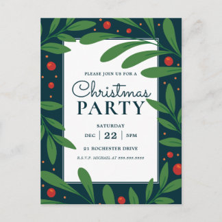 Blue Mistletoe | Holiday Party Invitation