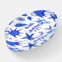 Blue mixed seashell pattern-custom name