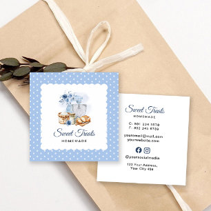 Blue Mixer Artisan Bakery Homemade Square Business Card