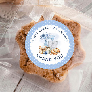 Blue Mixer Artisan Bakery Homemade Thank you Classic Round Sticker