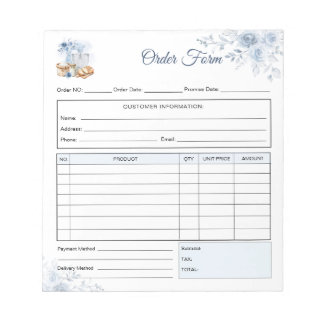 Blue Mixer Artisan Order Form Receipt Invoice Notepad