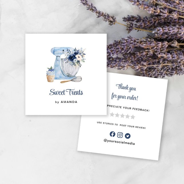 Blue Mixer Thank you Square Business Card (Creator Uploaded)