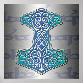Blue Mjölnir on Tengwar Poster