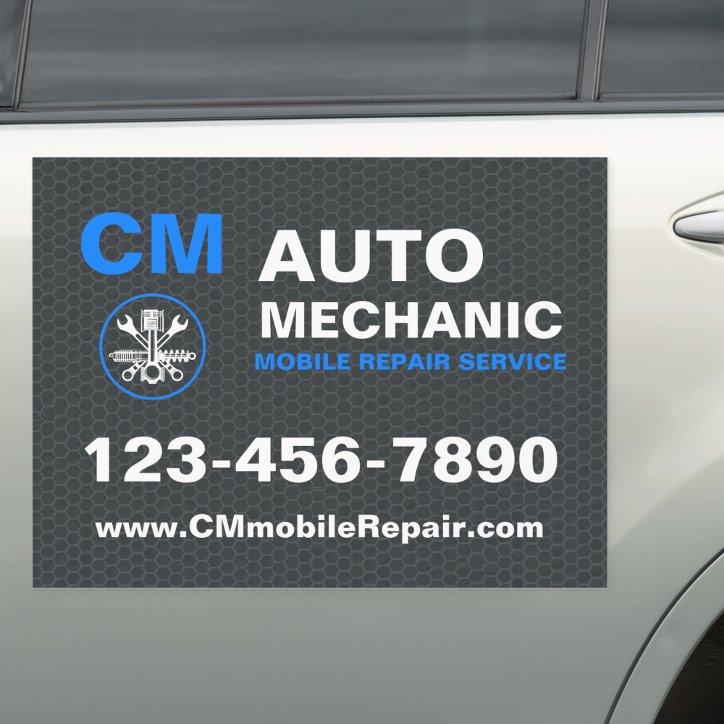 Blue Mobile Mechanic Auto Car Repair Services Car Magnet