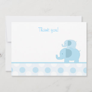 Blue Mod Elephant Flat Thank You notes