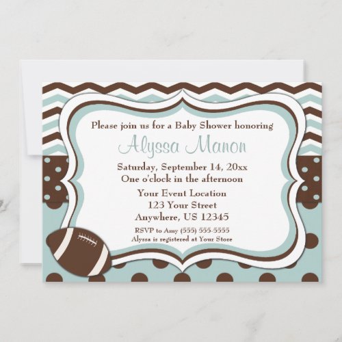 Blue Mod Football Baby Shower Invitation