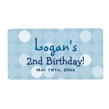 Blue Mod Polka Dot Birthday Water Bottle Labels by LaBebbaDesigns at Zazzle