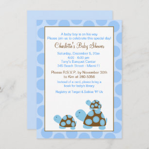 Blue Mod Turtles (Dot) Boy Baby Shower Invitation