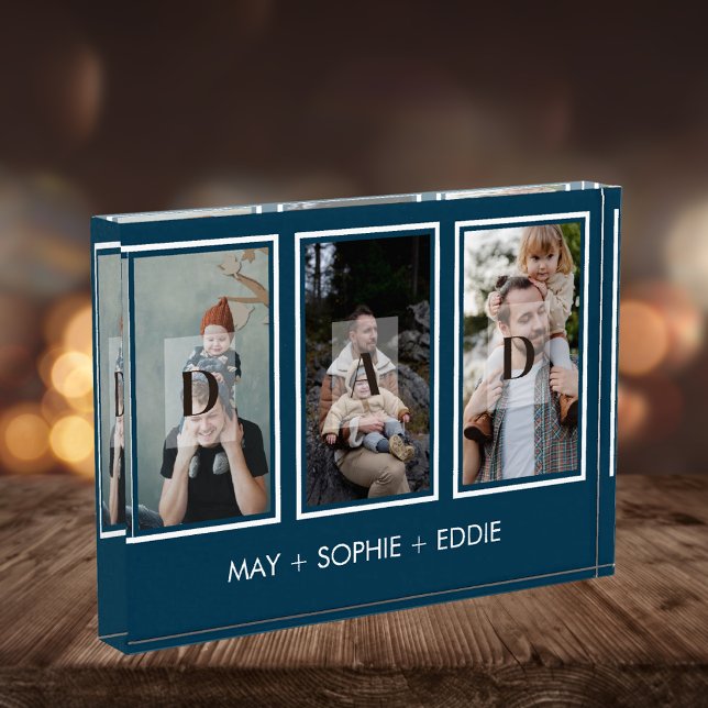 Blue Modern 3 Photos Father's Day Photo Block (Creator Uploaded)