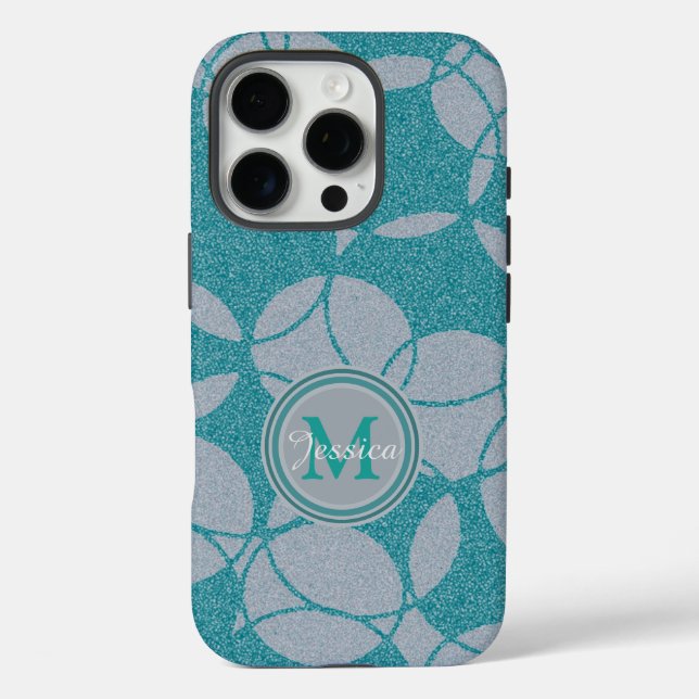 Blue Modern Abstract Circles Pattern Personalised Case-Mate iPhone Case (Back)