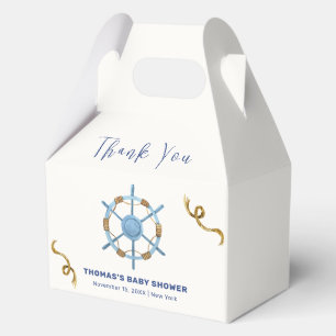 Blue Modern Ahoy Nautical Boy Baby Shower Favor Boxes