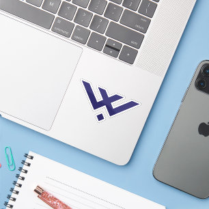 Blue Modern and Minimal Letter W Monogram Sticker