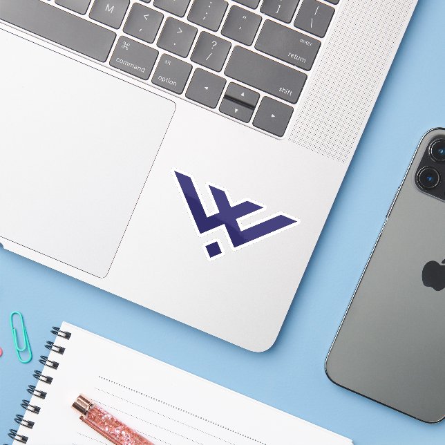 Blue Modern and Minimal Letter W Monogram Sticker (Laptop w/ iPhone)
