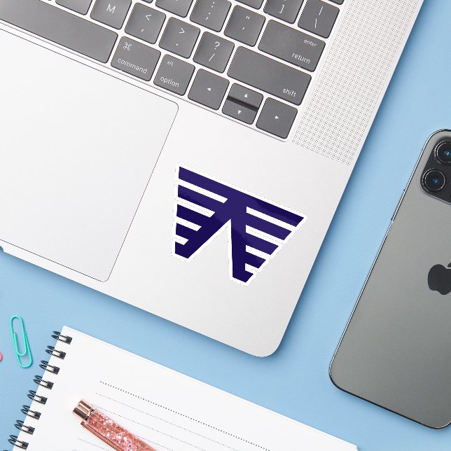 Blue Modern and Minimal Letter W Monogram Sticker (Laptop w/ iPhone)