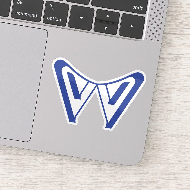 Blue Modern and Minimal Letter W Monogram Sticker (Detail)