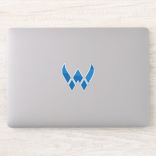 Blue Modern and Minimal Letter W Monogram Sticker