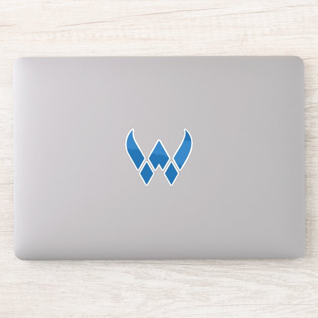 Blue Modern and Minimal Letter W Monogram Sticker (Computer)