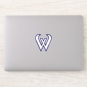 Blue Modern and Minimal Letter W Monogram Sticker