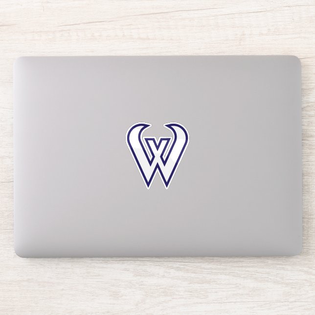 Blue Modern and Minimal Letter W Monogram Sticker (Computer)