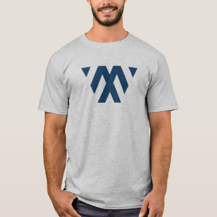Blue Modern and Minimal Letter W Monogram T-Shirt