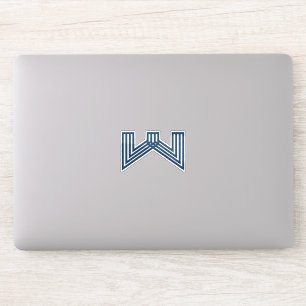 Blue Modern and Minimal Line Letter W Monogram Sticker