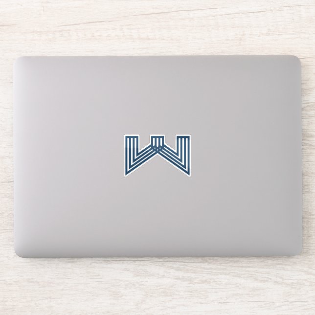 Blue Modern and Minimal Line Letter W Monogram Sticker (Computer)