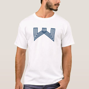 Blue Modern and Minimal Line Letter W Monogram T-Shirt