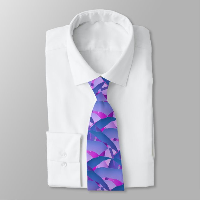 Blue Modern Art Graphic Print Neck Tie (Tied)