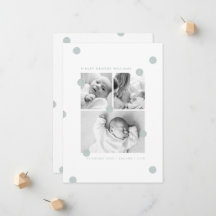 Blue Modern Baby Photo Collage Birth Announcement