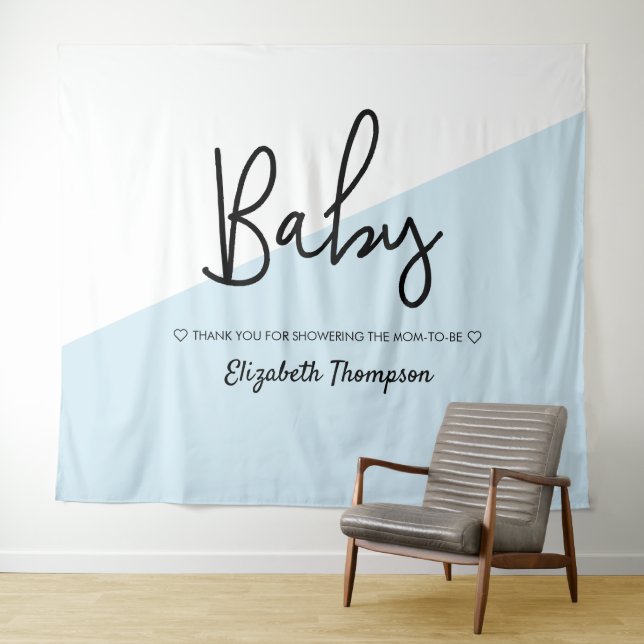 Blue Modern Backdrop Baby Shower Welcome sign (In Situ (Horizontal))