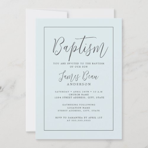 Blue Modern Baptism Invitation