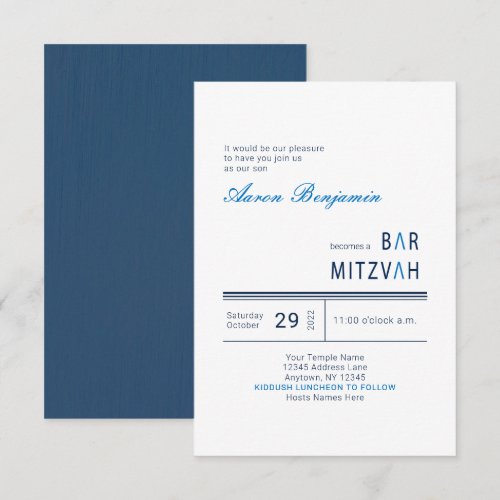 Blue Modern Bar Mitzvah