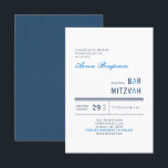 Blue Modern Bar Mitzvah Invitation<br><div class="desc">A simple and modern invitation featuring a stylized Bar Mitzvah and clean blue lines,  with a subtle blue texture on the back.</div>