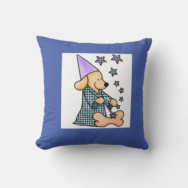 Blue Modern Birth Baby for Kids Dog magic Throw Pillow (Front)