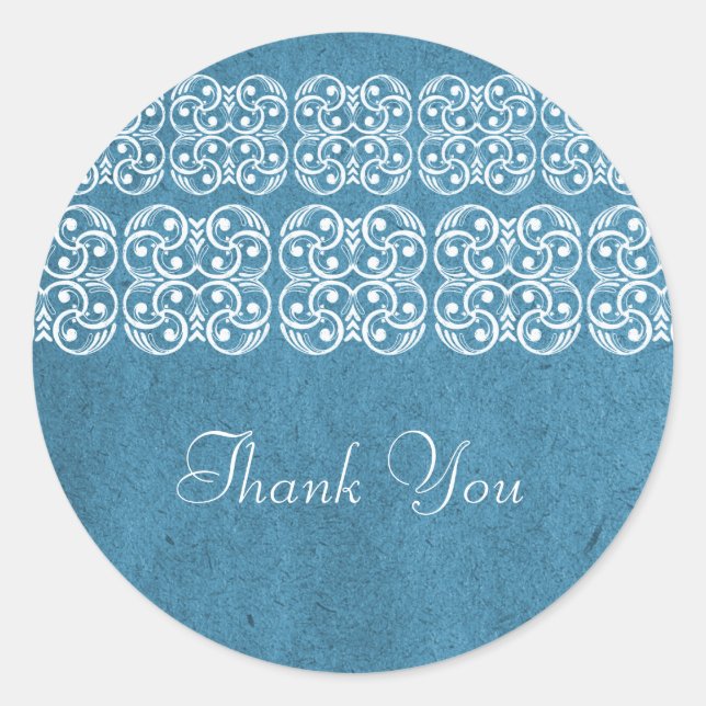 Blue Modern Bohemian Thank You Stickers (Front)