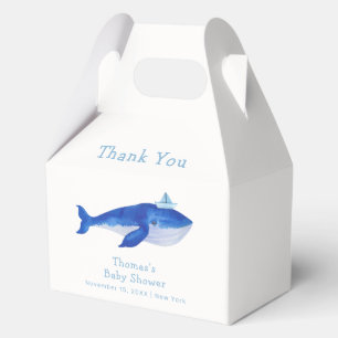 Blue Modern Boy Under The Sea Whale Baby Shower  Favor Boxes