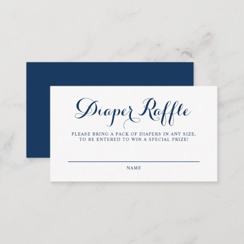 Blue Modern Calligraphy Baby Shower Diaper Raffle Enclosure Card