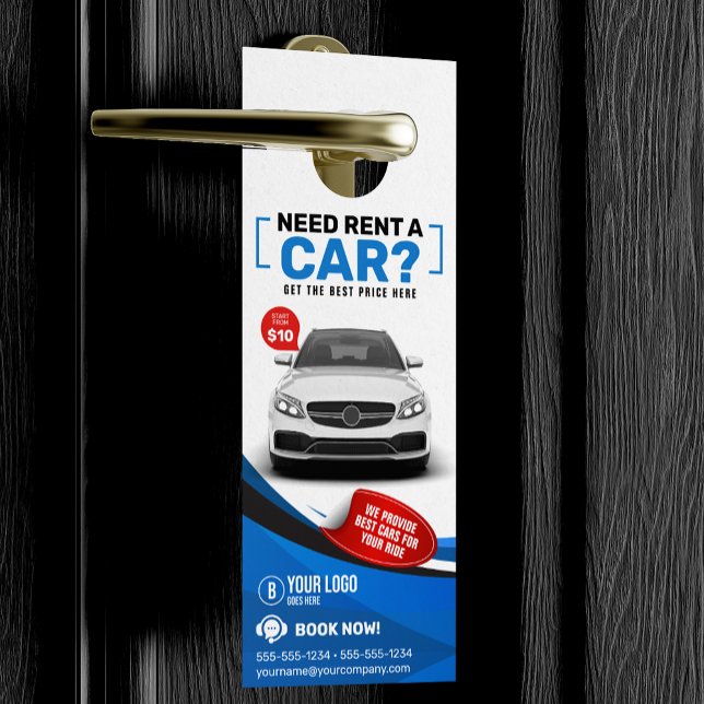 Blue Modern Car Hire Car Rental Car Rent Door Hanger (Creator Uploaded)