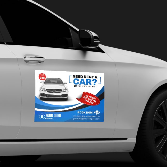 Blue Modern Car Hire Car Rental Car Rent Magnet (Creator Uploaded)