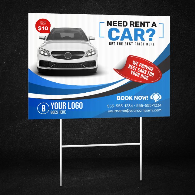 Blue Modern Car Hire Car Rental Car Rent Sign (Creator Uploaded)