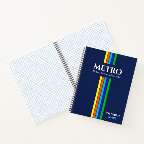Blue Modern Casual Business Logo Vertical Stripes Notebook