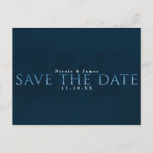 Blue Modern Chic SAVE THE DATE Wedding Engagement Postcard
