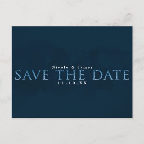 Blue Modern Chic SAVE THE DATE Wedding Engagement Postcard