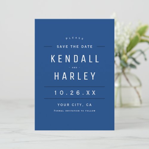 Blue Modern Chic Typography Simple Photo Save The Date