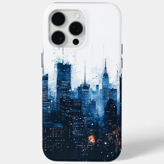 Blue Modern Cityscape iPhone 15 Pro Max Case